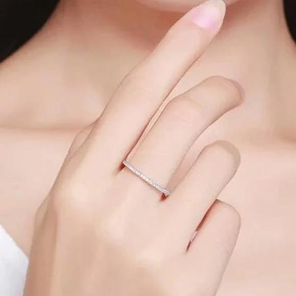 NEW FULL ETERNITY 925 STERLING SILVER DIAMOND RING, CUTE RING, SHINY RING. - Picture 4 of 5